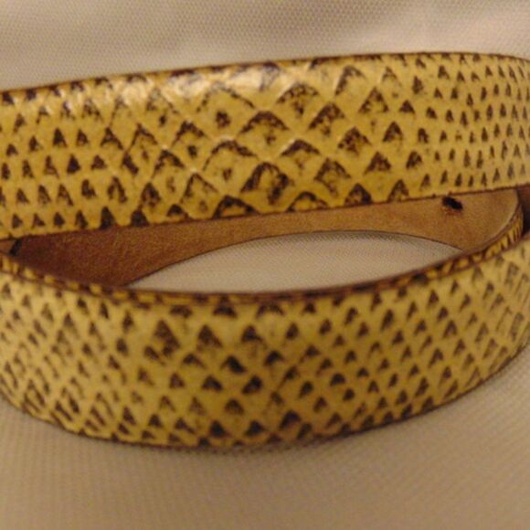 EUC VINTAGE LYNTONE 1431 Python Cowhide Yellow & Brown Belt Gold Hardware 28-30 main image 9